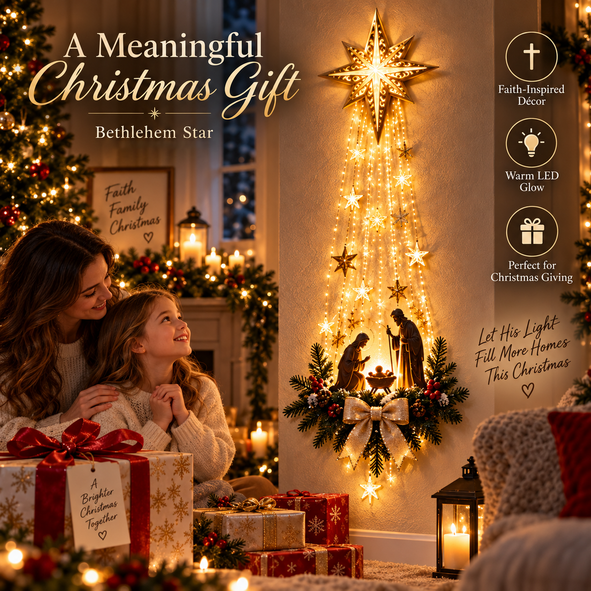 ✨ Last Day — 50% OFF ✨ 🎄✝️ Bethlehem Star Nativity Wall Light — A Beautiful Symbol of Faith