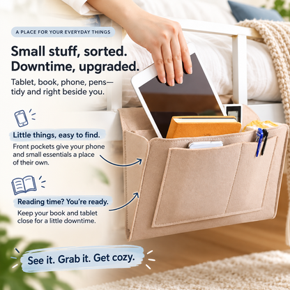 Multi-Pocket Bedside Caddy — Space-Saving Storage, No Tools Needed