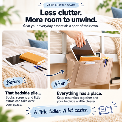 Multi-Pocket Bedside Caddy — Space-Saving Storage, No Tools Needed