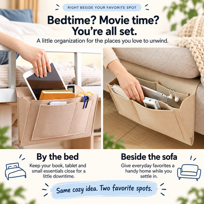 Multi-Pocket Bedside Caddy — Space-Saving Storage, No Tools Needed