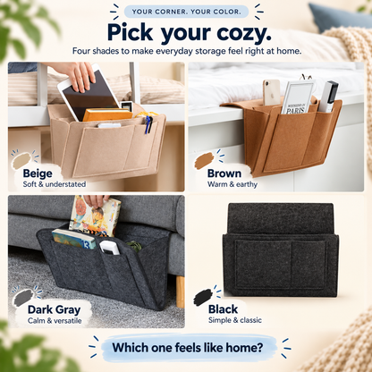 Multi-Pocket Bedside Caddy — Space-Saving Storage, No Tools Needed